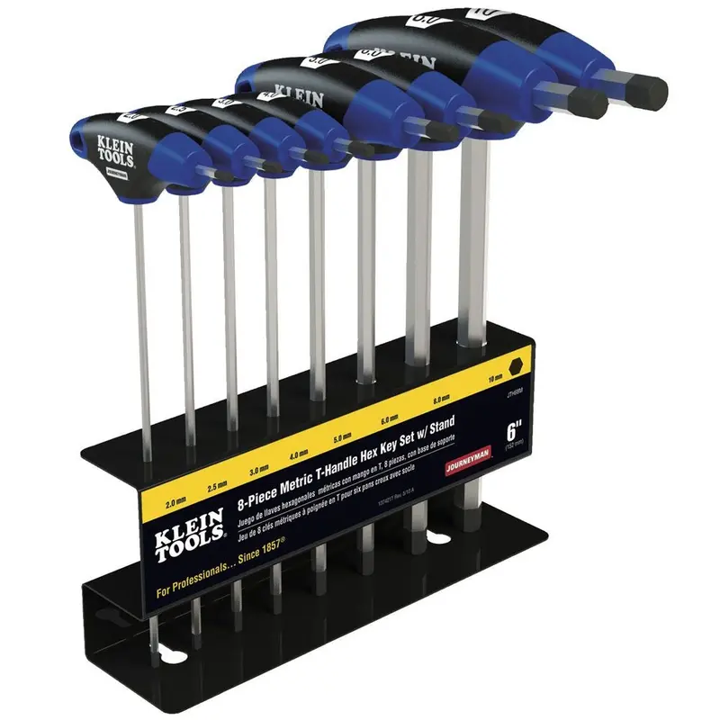 Klein Tools JTH98M Hex Key Set, Metric, Journeyman T-Handle, 9-Inch with Stand, 8-Piece