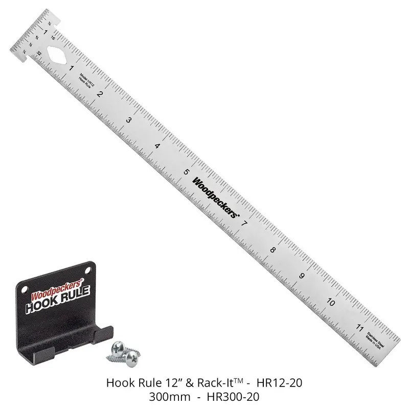 Woodpeckers HR12-20 12" Hook Rule w/ Rack-It