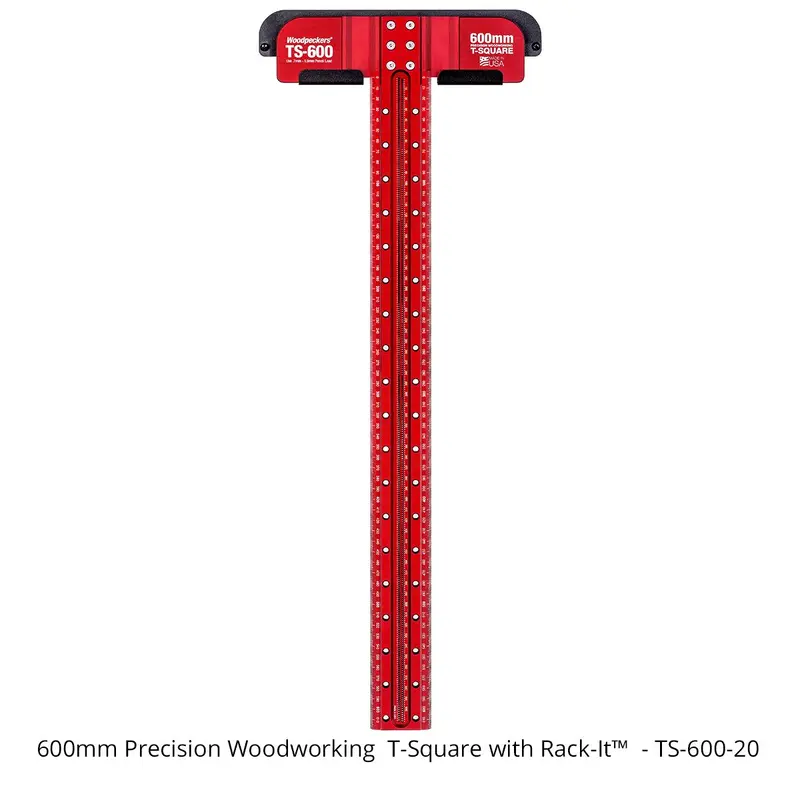 Woodpeckers TS-600-20 Precision Woodworking T-Square, 600mm w/ Rack-It
