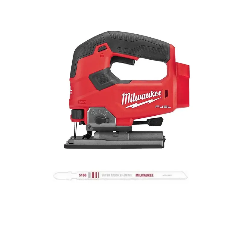 Milwaukee M18 Fuel D-Handle Jig Saw (Bare Tool) with 5-1/4" 24 TPI Bi-Metal Jigsaw Blade, 5-Pack