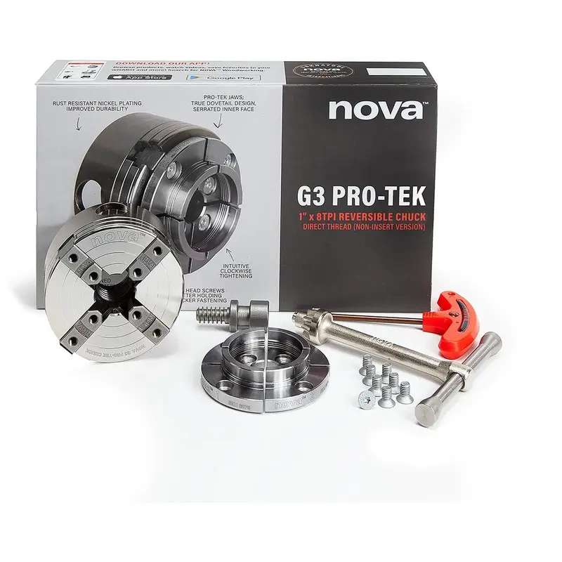 Teknatool 48291 NOVA PRO-TEK G3 Direct Thread Version 1"x 8 TPI Chuck & Jaws