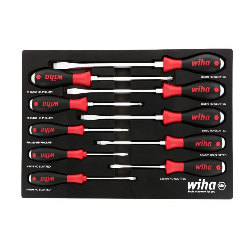 Wiha 53180 10-Piece SoftFinish Extra Heavy-Duty Cushion Grip Screwdriver Set