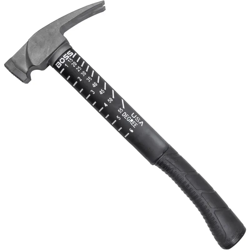 Boss Hammers BH14TIPFM 14 oz Titanium Hybrid Milled Face Hammer with Fiberglass Handle