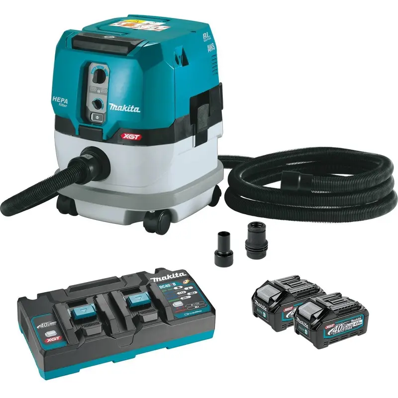 Makita GCV02PMX 40V max XGT Brushless Cordless 2.1 Gallon HEPA Filter Dry Dust Extractor Kit, AWS Capable (4.0Ah)