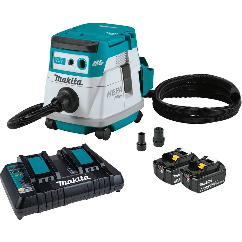 Makita XCV21PTX 36V (18V X2) LXT Brushless 2.1 Gallon HEPA Filter Dry Dust Extractor Kit (5.0Ah)