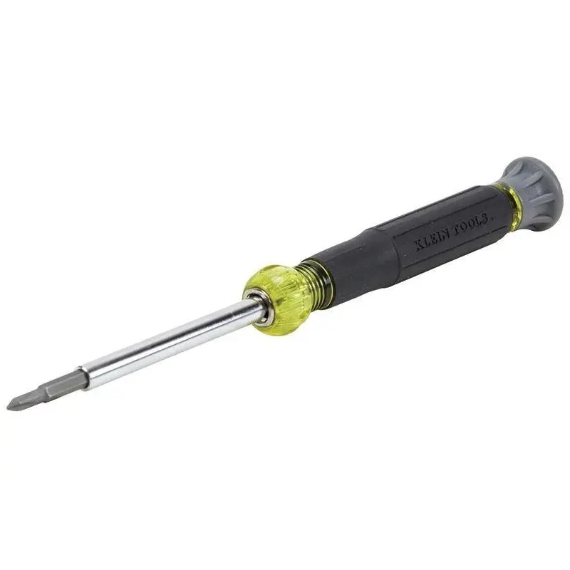 Klein 32581 Multi-Bit Electronics Screwdriver, 4-in-1, Phillips, Slotted Bits