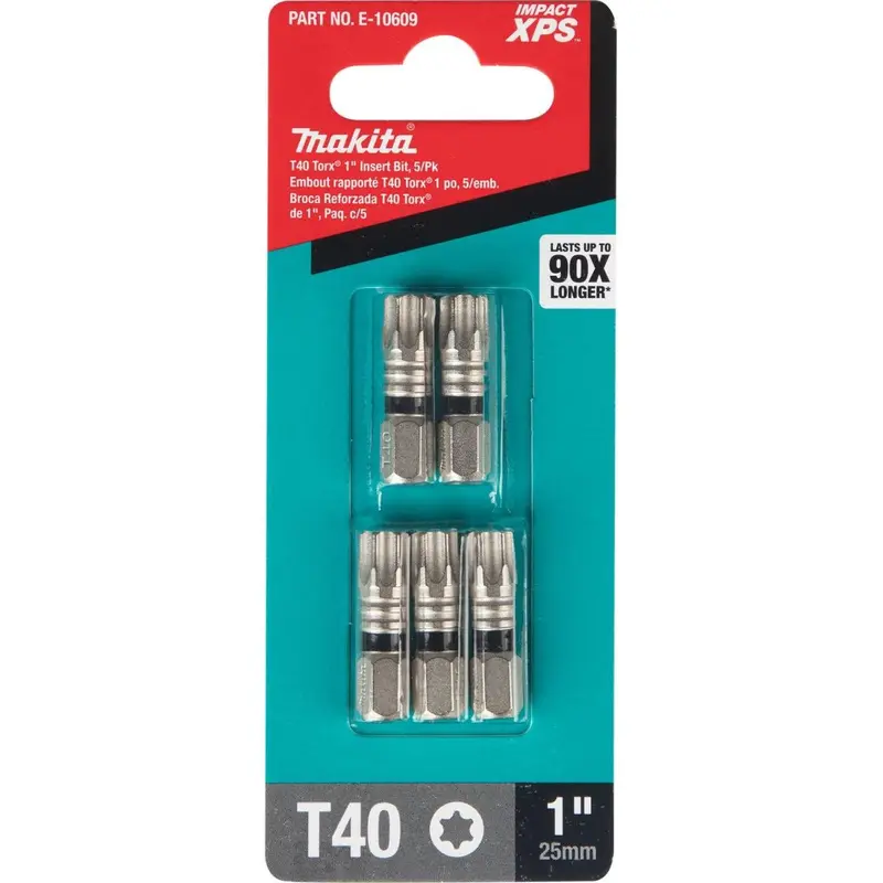 Makita E-10609 Impact XPS T40 Torx 1" Insert Bit, 5/pk