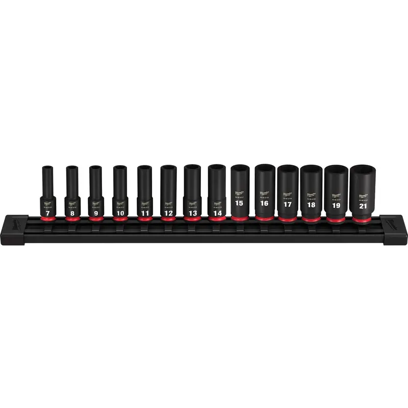 Milwaukee 49-66-7008 14-Piece SHOCKWAVE 3/8-Inch Drive Metric Deep 6-Point Impact Duty Socket Set