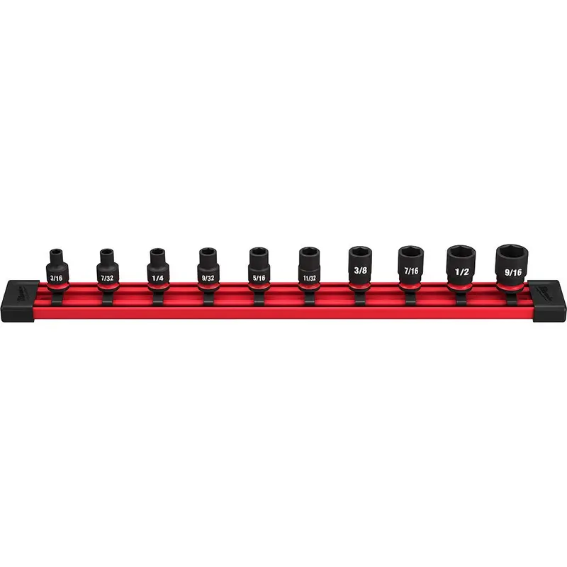 Milwaukee 49-66-7000 10-Piece SHOCKWAVE 1/4-Inch SAE Standard 6-Point Impact Duty Socket Set