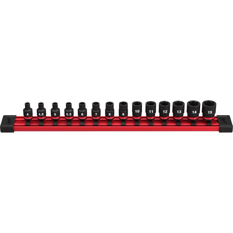 Milwaukee 49-66-7002 14-Piece SHOCKWAVE 1/4-Inch Metric Standard 6-Point Impact Duty Socket Set
