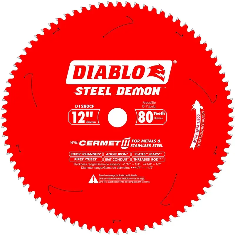 Diablo D1280CF 12 in. x 80-Tooth  Steel Demon Cermet Metal and Stainless Steel Cutting Saw Blade