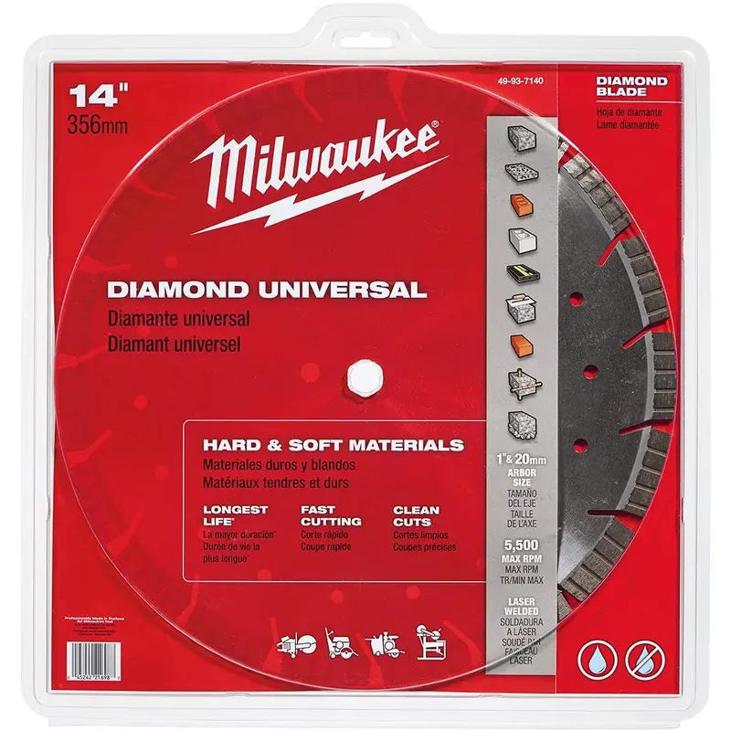 Milwaukee 49-93-7140 14" DIAMOND MAX All-Purpose Segmented Turbo Diamond Blade