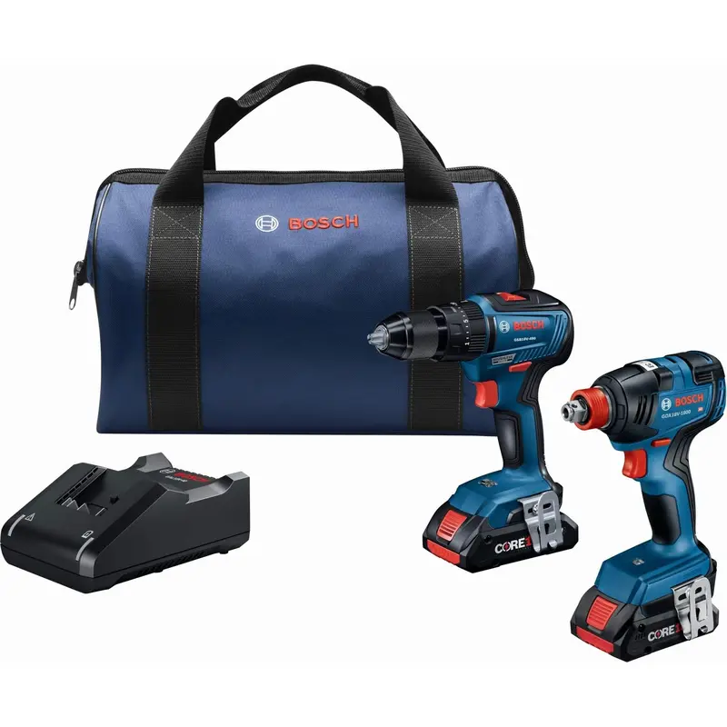 Bosch GXL18V-233B25 18V 1/2 In. Hammer Drill/Driver and Freak Two-in-One Impact Driver CORE18V 4.0Ah Kit