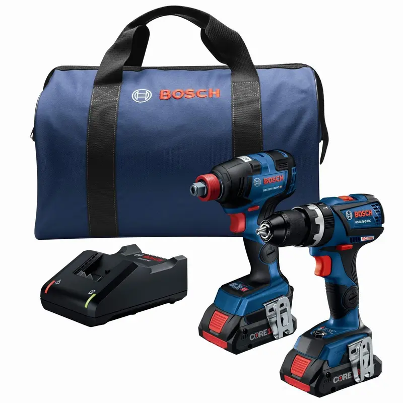 Bosch GXL18V-251B25 18V CORE18V 4.0Ah Combo Kit with Freak Impact Driver and 1/2 in. Hammer Drill/Driver