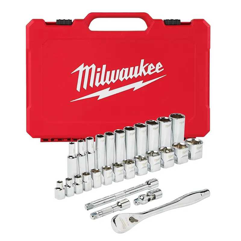 Milwaukee 48-22-9408 3/8" Drive 28-Piece SAE Ratchet & Socket Set