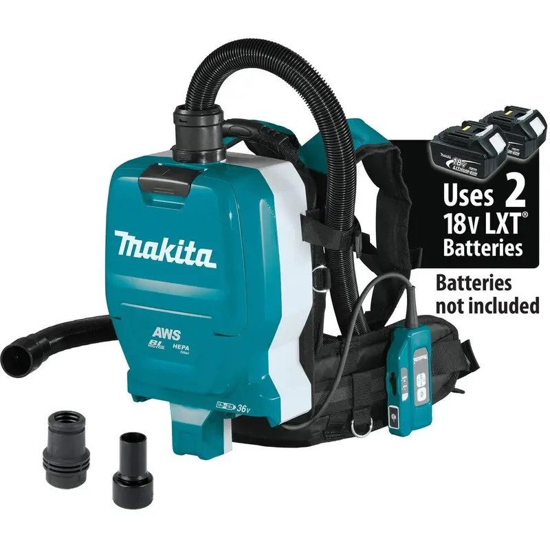 Makita XCV10ZX 36V (18V X2) LXT Brushless 1/2 Gallon HEPA Filter Backpack Dry Dust Extractor, AWS Capable, Tool Only