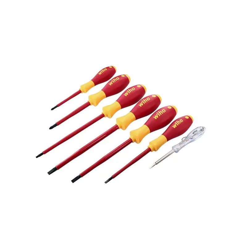 Wiha 32087 7-Piece Insulated SoftFinish Screwdriver and Voltage Detector Set