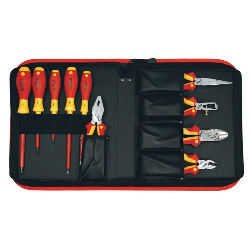 Wiha 32891 Insulated Pliers/Cutters/Screwdrivers 10 Piece Set in Zipper Case