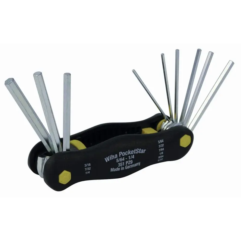 Wiha 35197 PocketStar Fold Out Hex 9 Piece Inch Set 5/64"-1/4"