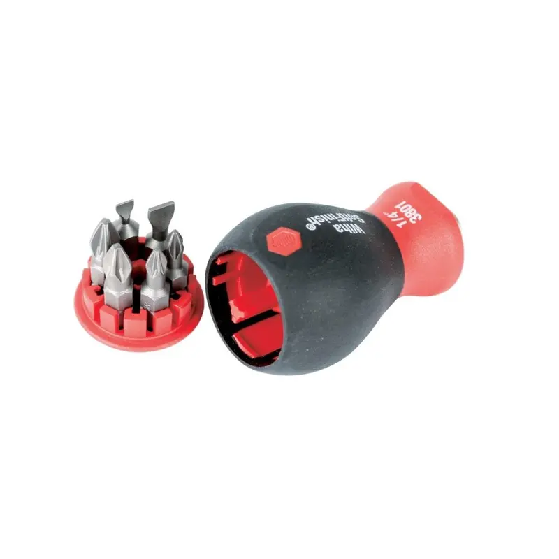 Wiha 38043 6-in-1 Stubby Bit Holder Slotted Phillips Pozidriv Set
