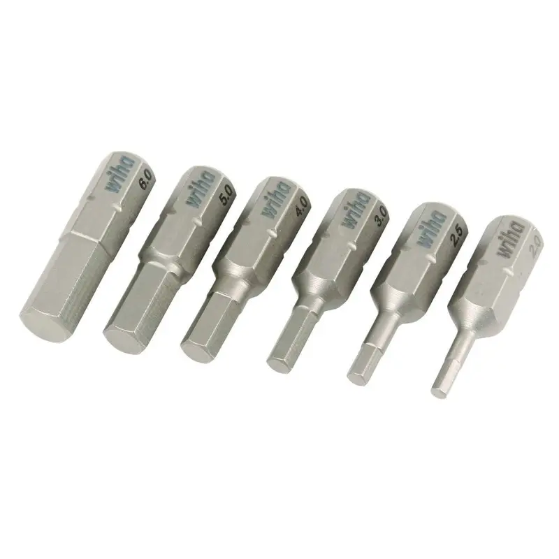 Wiha 71397 Hex Metric Insert Bit 2.0mm - 6.0mm 6 Pack