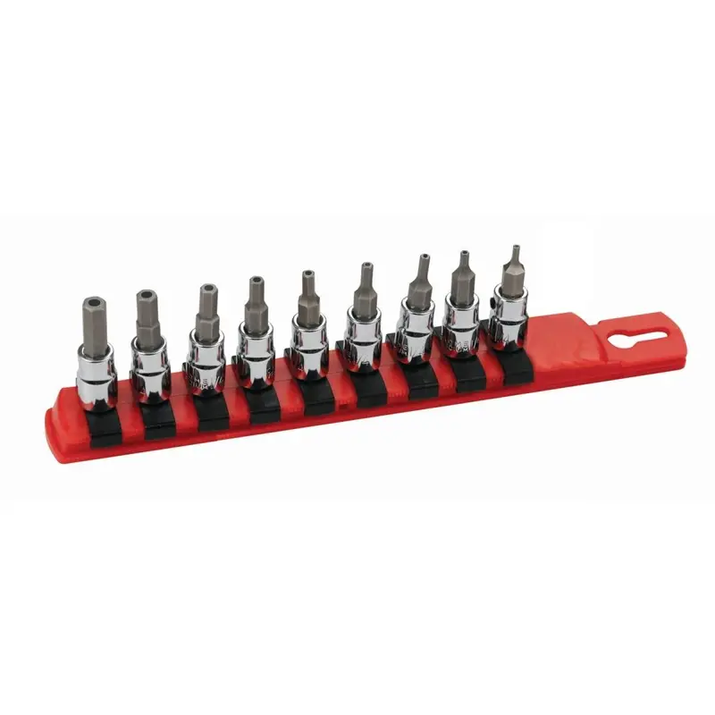 Wiha 71999 Security Hex Inch Bit Socket 3/8" Square Drive 9 Piece Set
