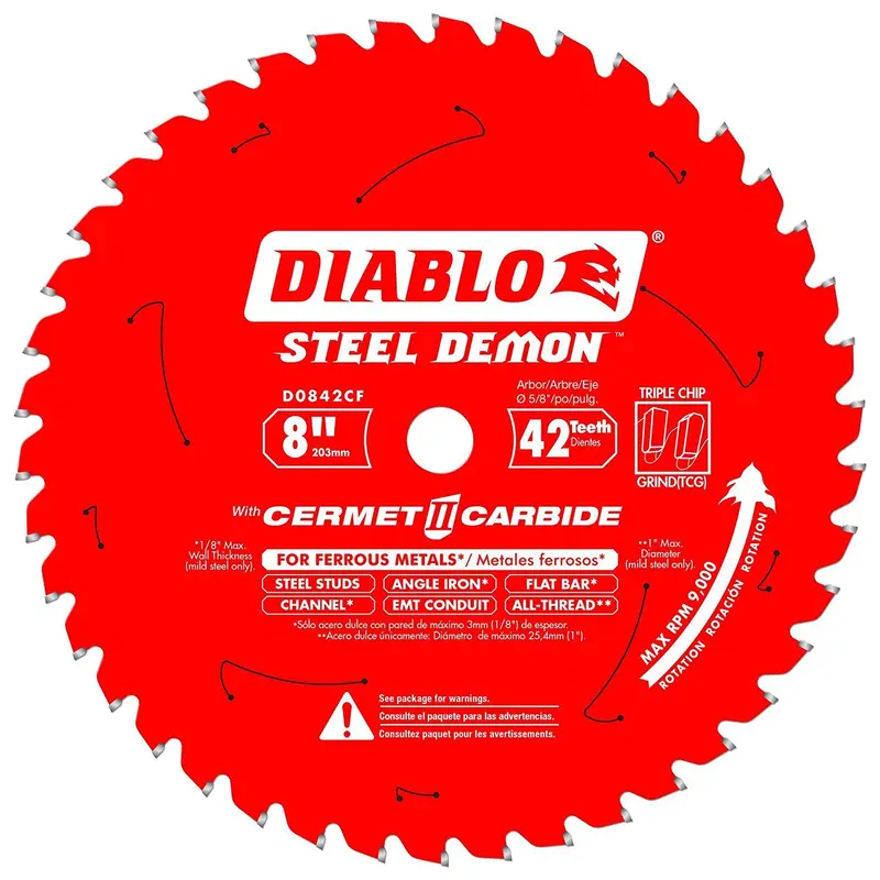 Diablo D0842CF 8 in. x 42-Tooth  Steel Demon Cermet Metal and Stainless Steel Cutting Saw Blade