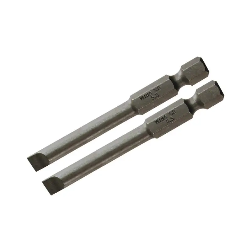 Wiha 73908 Slotted Power Bit 4.0 x 70mm 2PK
