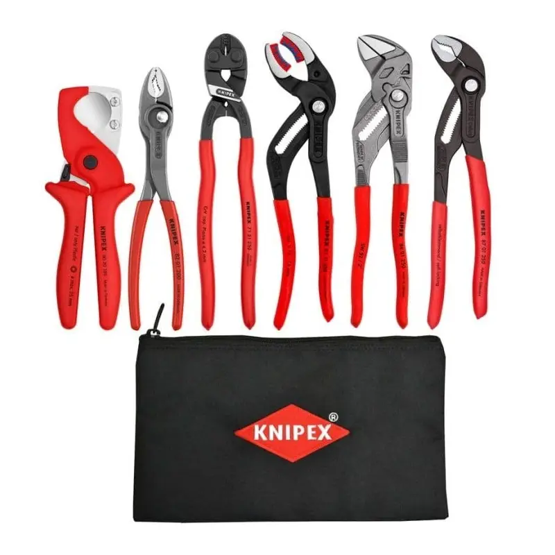 Knipex 9K 00 80 180 US Plumbing 6-Piece Set with Free Keeper Pouch