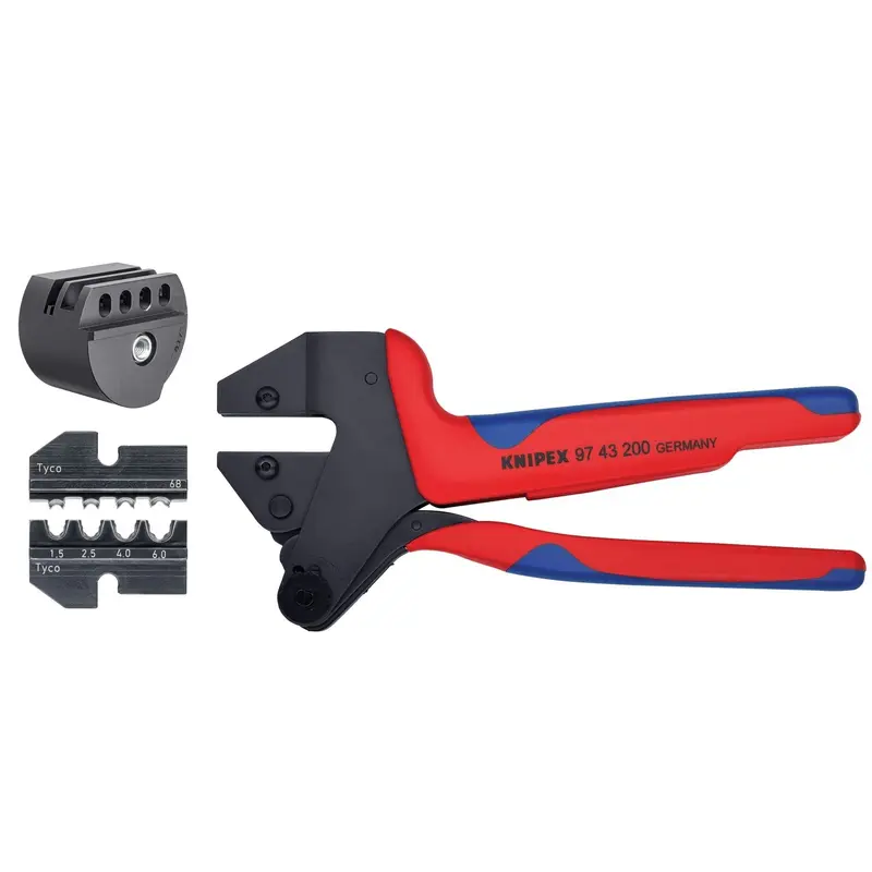 Knipex 9K 00 80 66 US Crimp System Pliers (97 43 200) and Crimp Die: Solar Connectors Solarlok (Tyco): 1.5/2.5/4.0/6.0 10/11/1 (97 49 68) & Locator For 97 49 68 (97 49 68 1) Packaged In A Protective P