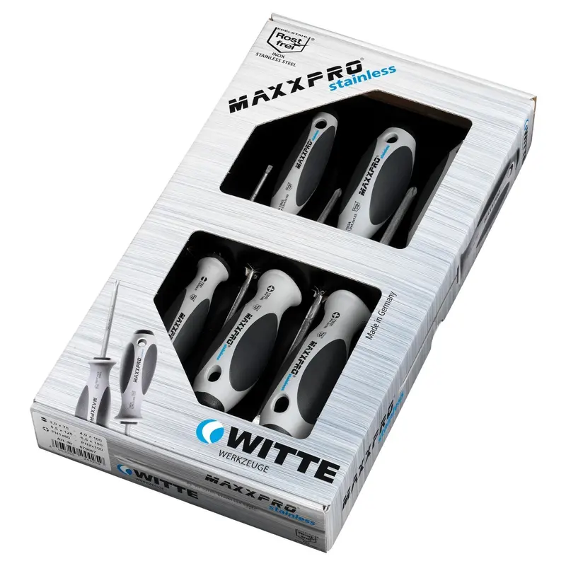 Witte 9T 670002 MAXXPRO 5 Pc Stainless Steel Set: 3 Slotted, 2 Phillips