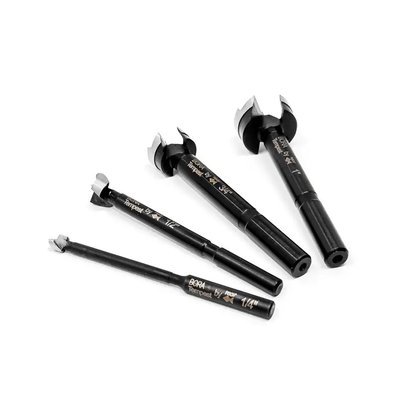 Bora BFB-009959 4-Piece Tempest Forstner Bit Set w/ Wood Box, 1/4", 1/2", 3/4" & 1"