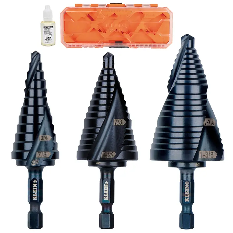 Klein Tools QRSTSPRO 3-Piece Premium Electrician's 1/4-in. Hex Quick-Release Step Bit Set
