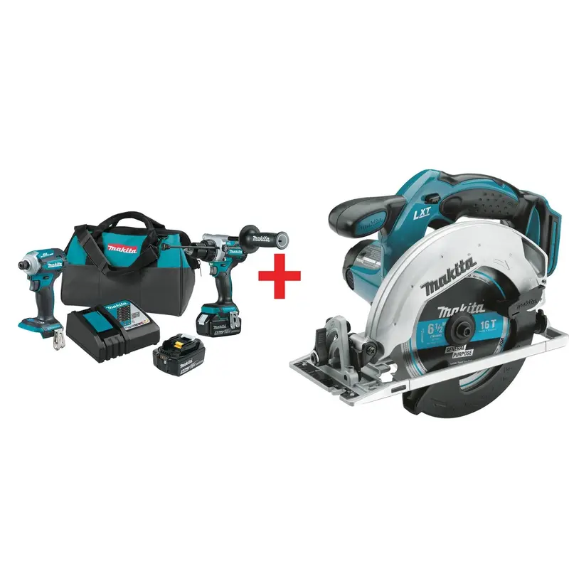 Makita 18V LXT Brushless Impact Driver, Hammer Drill and 6-1/2" Circular Saw 5.0Ah Combo Kit