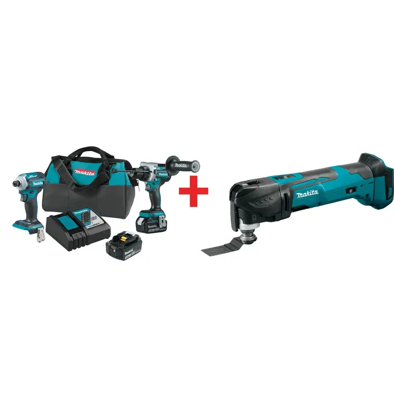 Makita 18V LXT Brushless Impact Driver, Hammer Drill and Multi-Tool 5.0Ah Combo Kit