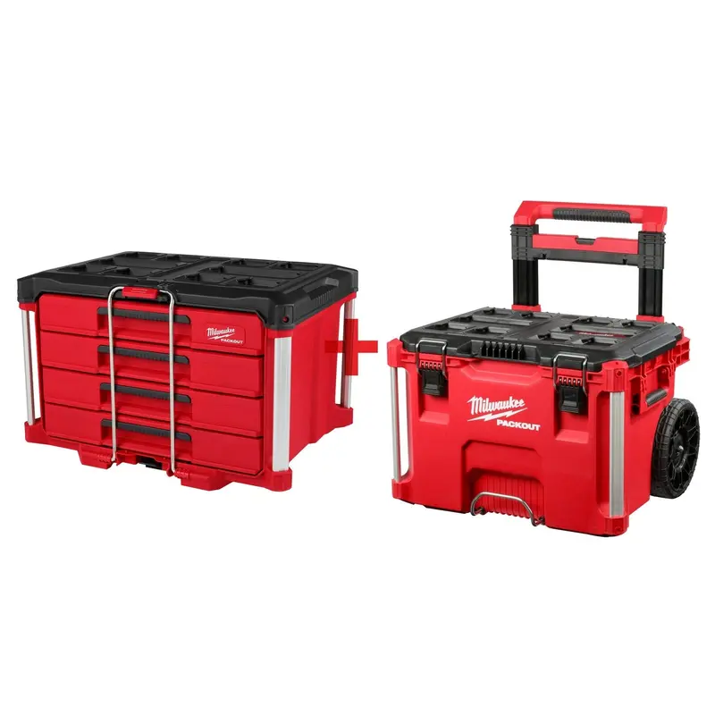 Milwaukee PACKOUT 4-Drawer Tool Box with PACKOUT Rolling Tool Box