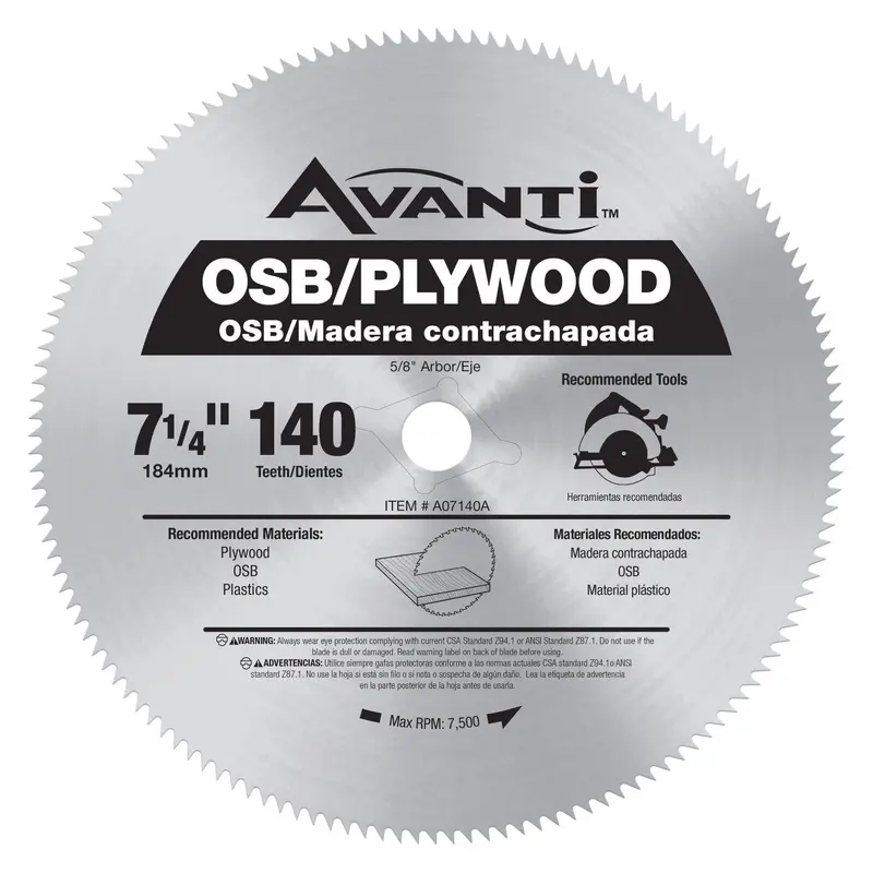 Avanti A07140A 7-1/4 in. x 140 Tooth Plywood Saw Blade