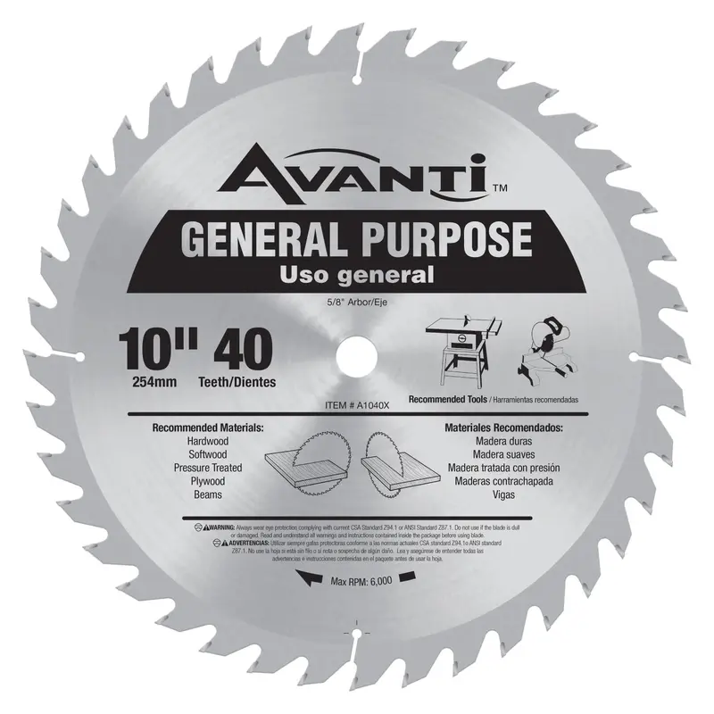 Avanti A1040X 10 in. x 40-Tooth  General Purpose Saw Blade
