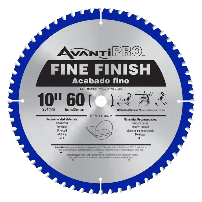 Avanti P1060X PRO 10 in. x 60-Tooth  Fine Finish Saw Blade