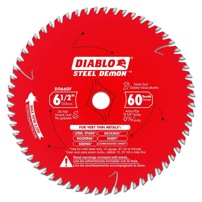 Diablo D0660F 6-1/2 in. x 60 Tooth Steel Demon Saw Blade for Thin Metal