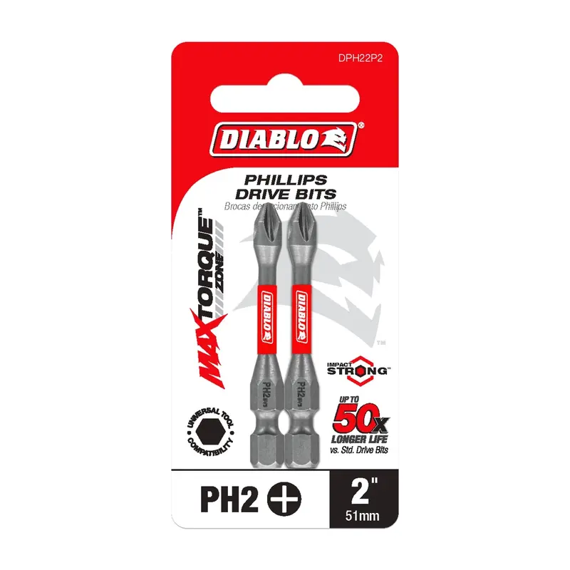 Diablo DPH22P2 2 in. #2 Phillips Drive Bit (2-Pack)