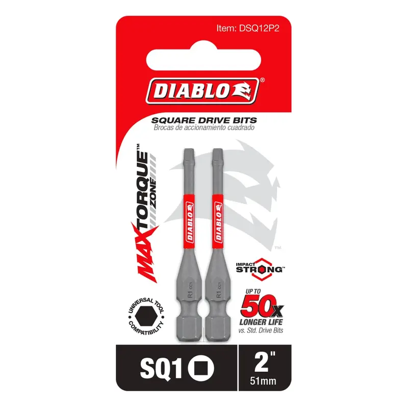 Diablo DSQ12P2 2 in. SQ1 Square Drive Bit (2-Pack)