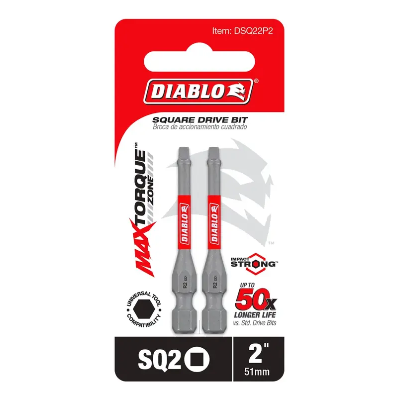 Diablo DSQ22P2 2 in. SQ2 Square Drive Bit (2-Pack)
