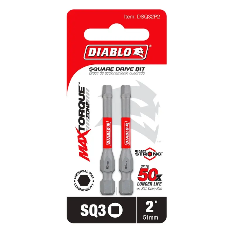 Diablo DSQ32P2 2 in. SQ3 Square Drive Bit (2-Pack)