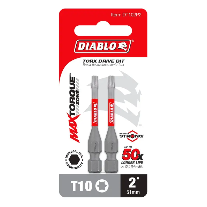 Diablo DT102P2 2 in. T10 Torx Drive Bit (2-Pack)