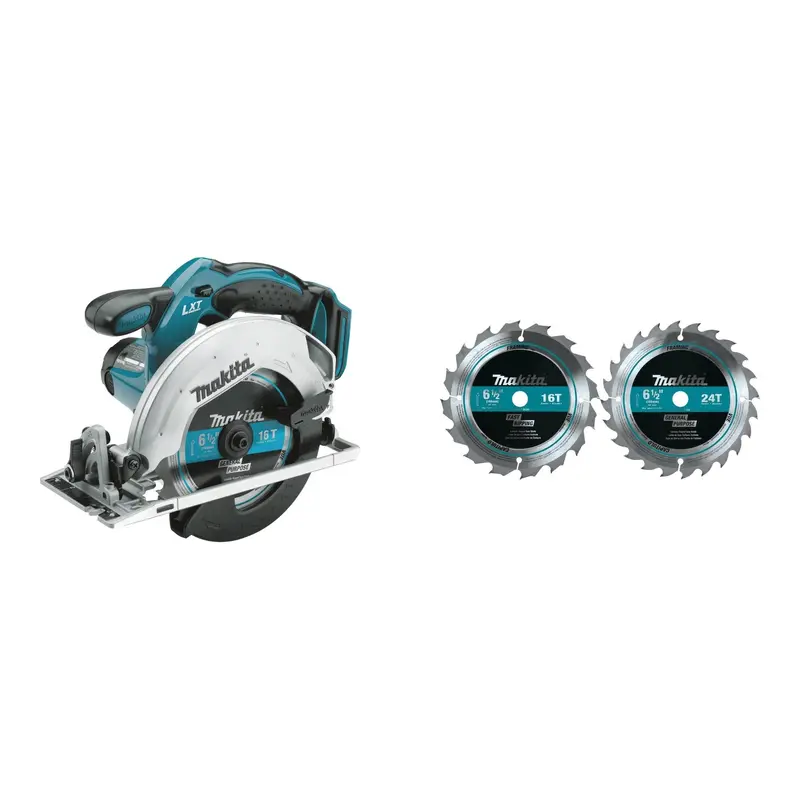 Makita 18V LX-Tooth Cordless 6-1/2" Circular Saw with 2-Piece Carbide-Tipped Circular Saw Blade (Bare Tool)