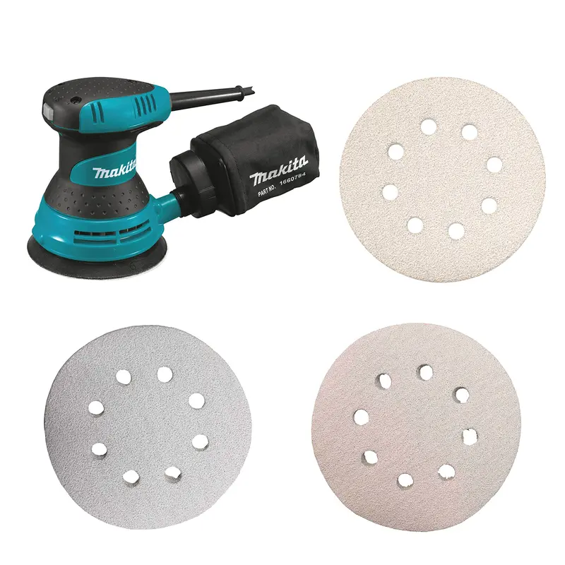 Makita 5" Random Orbit Sander Kit with 15-Piece Assorted Abrasives Kit