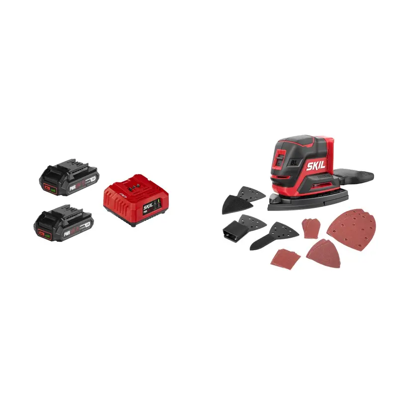 SKIL PWR CORE 20 Brushless 20V Compact Multi-Sander with 2X2.0Ah Battery and Charger Starter Kit