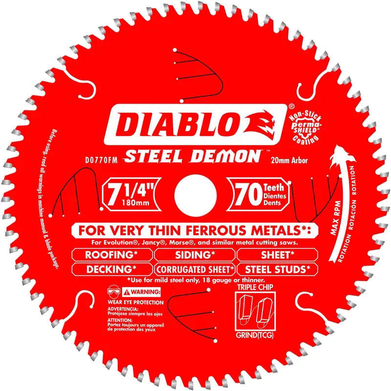 Diablo D0770FM 7-1/4 in. x 70-Tooth  Steel Demon Metal Cutting Saw Blade