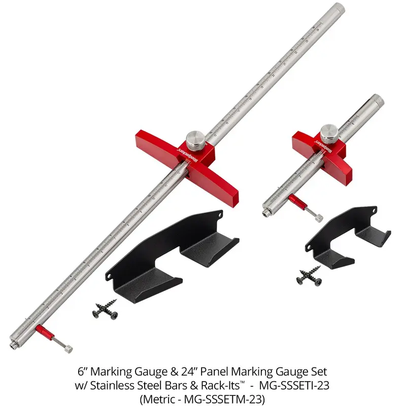 MG-SSSETM-23 150mm Marking Gauge and 600mm Panel Marking Gauge - Stainless Steel Bar w/ Rack-It
